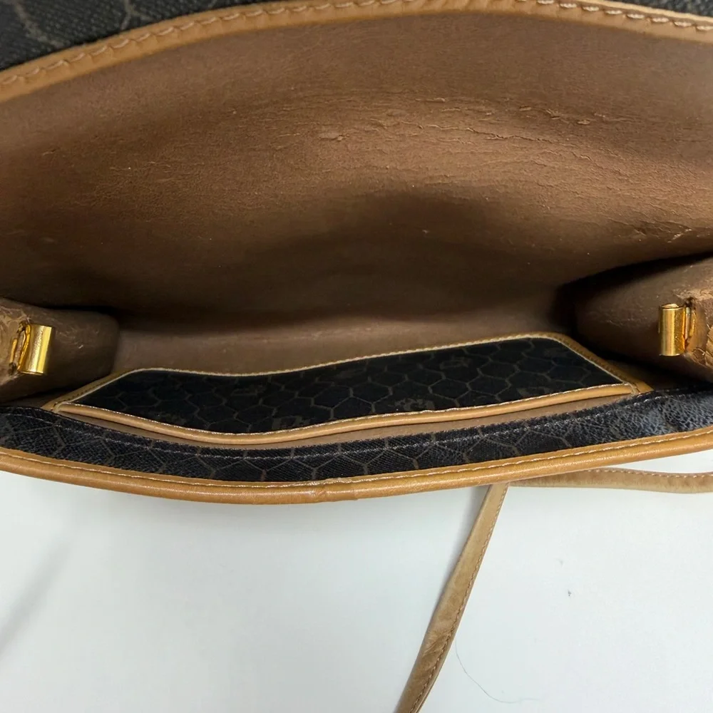 Christian Dior Honeycomb Canvas Shoulder Bag PVC Khaki Gold - Picture 9 of 10